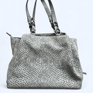 Vintage Y2K Grey faux suede bag with braided straps